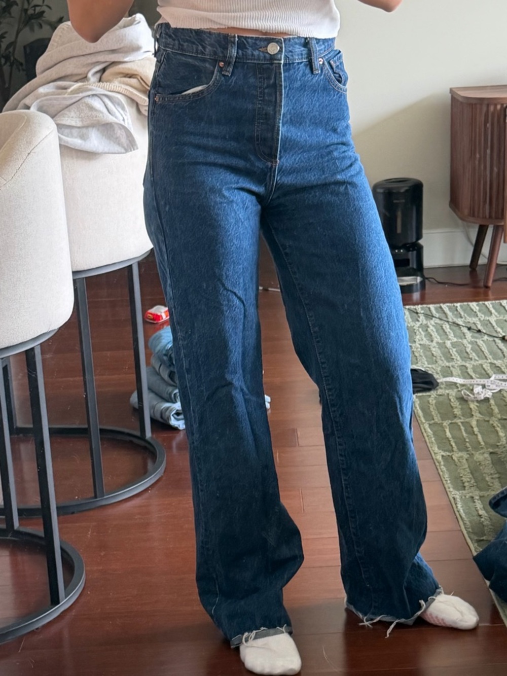 Mango Nora Straight-Leg Jeans in Dark Blue Denim